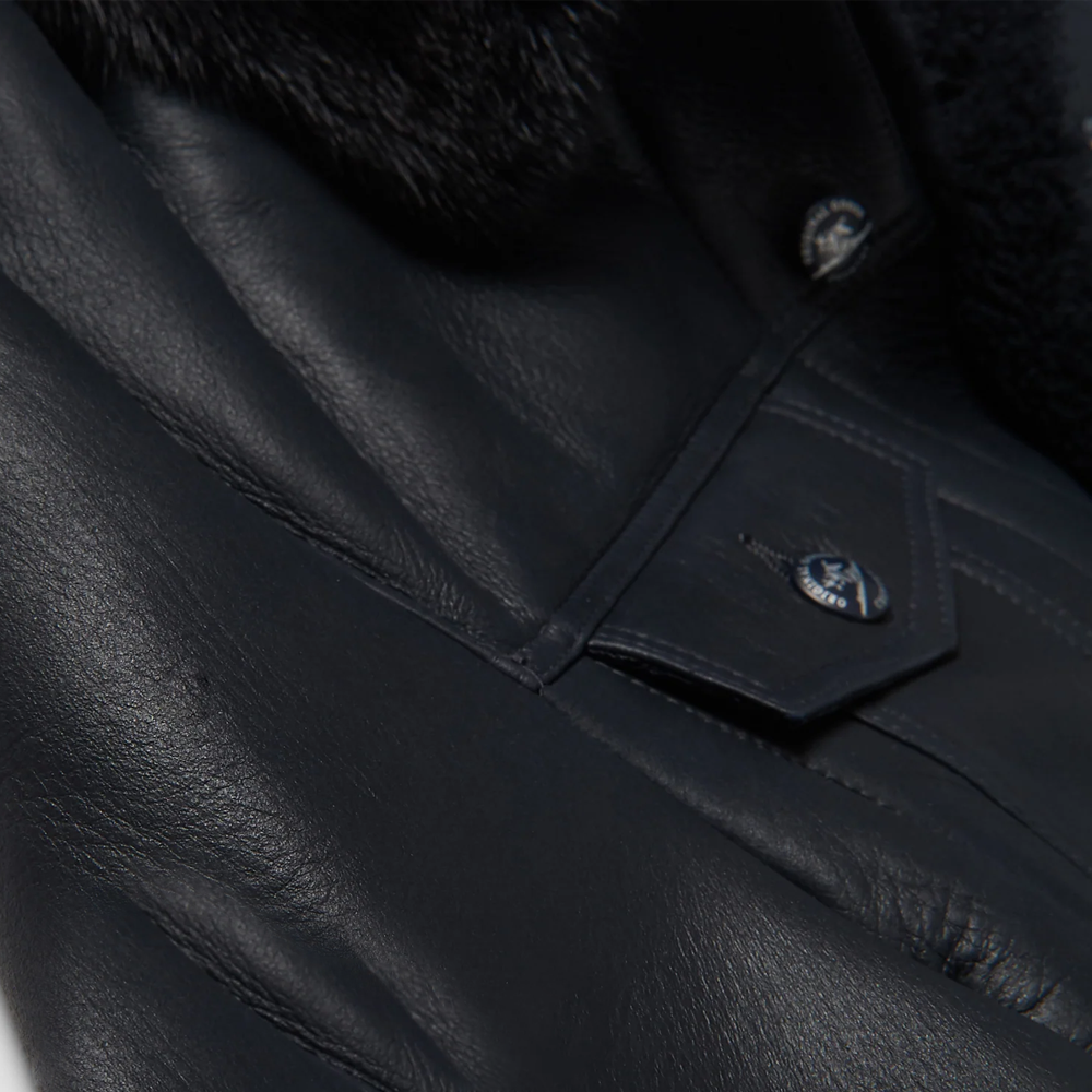 New Mens Black RAF Sheepskin Leather B3 Bomber Leather Jacket