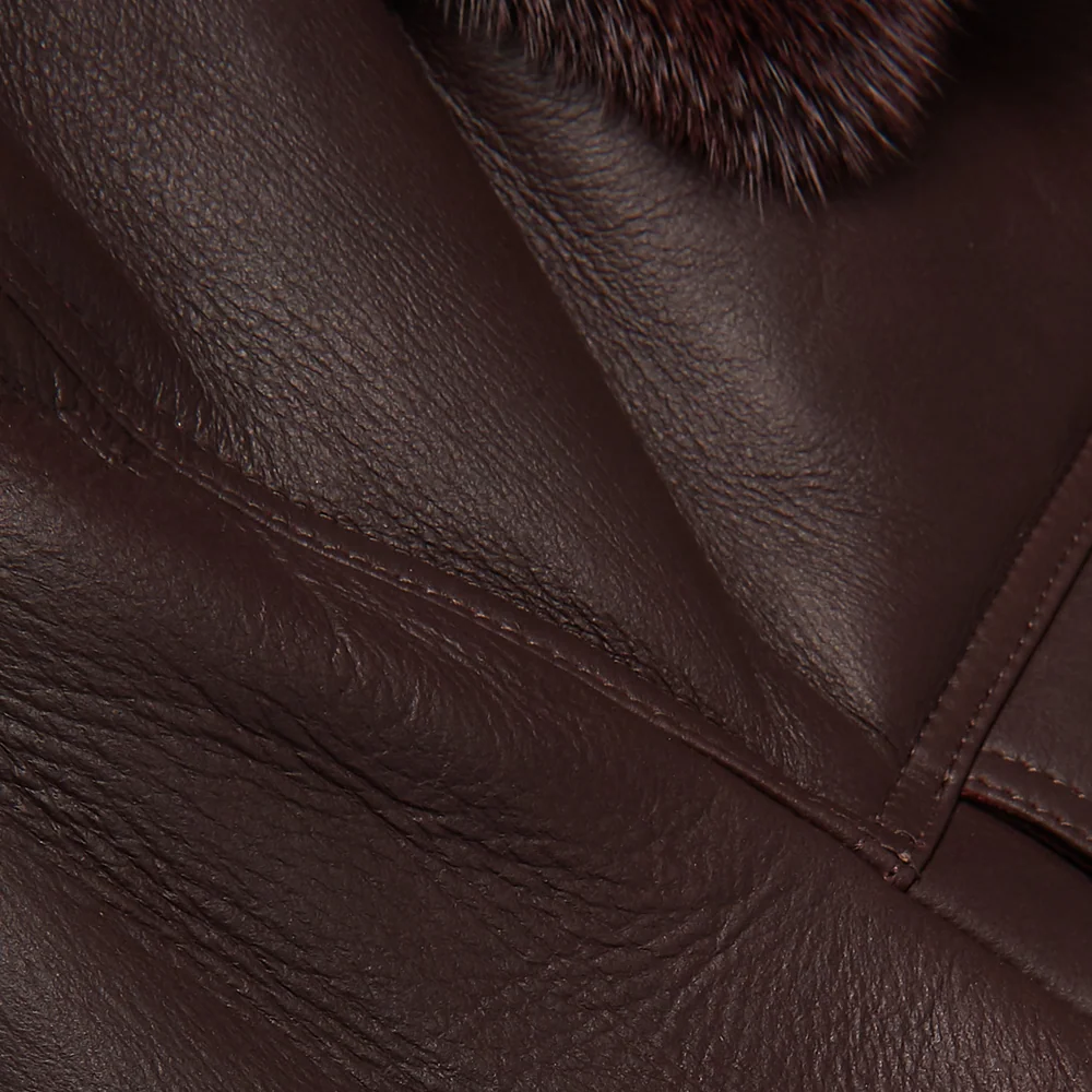 Mens Aviator Sheepskin RAF B3 Waxed Bomber Shearling Style Leather Biker Jacket