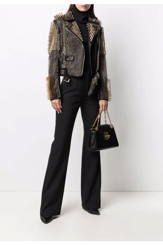 Men’s Studded Leather Coat