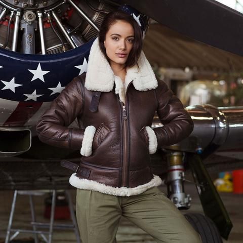 B3 bomber jacket for women | Best Shearling Sheepskin Leather Bomber Jacket