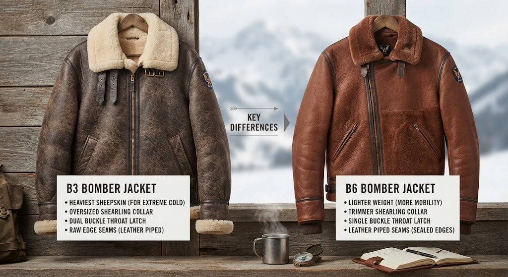 B3 vs B6 bomber jacket