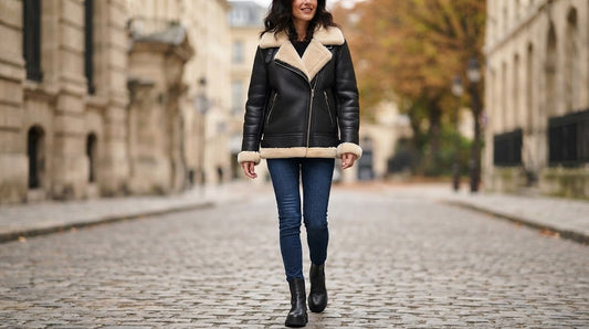 Black Shearling Jacket for Women