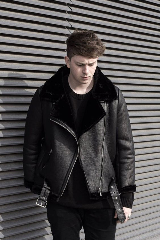 leather jacket black male