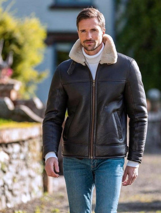 Affordable B3 Bomber Leather Jackets | Shearling Leather Bomber Jacket | Leather Jacket | B3 Bomber Sheepskin Leather Jacket