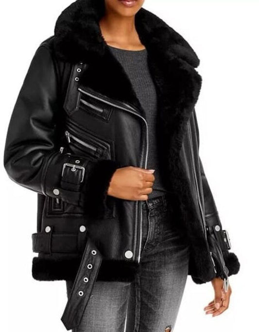 Buy Real Fur Shearling Bomber Leather Jacket: A Luxurious Addition to Your Wardrobe