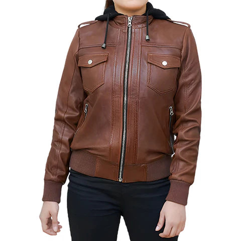 Elevate Your Style with a Brown Leather Bomber Jacket Womens Collection