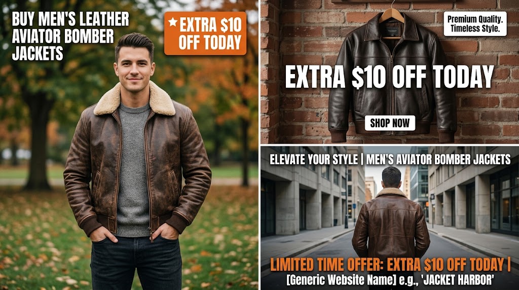 Men's Leather Aviator Bomber Jackets