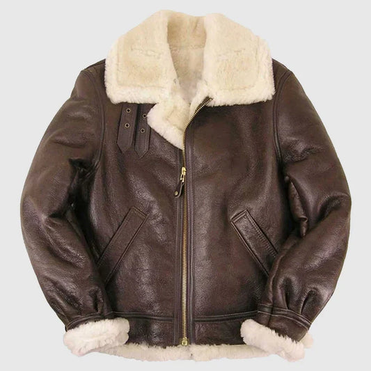 brown shearling aviator jacket