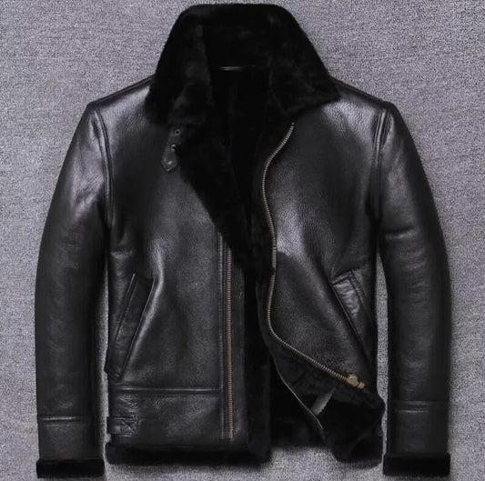Men RAF Black Sheepskin Shearling Aviator