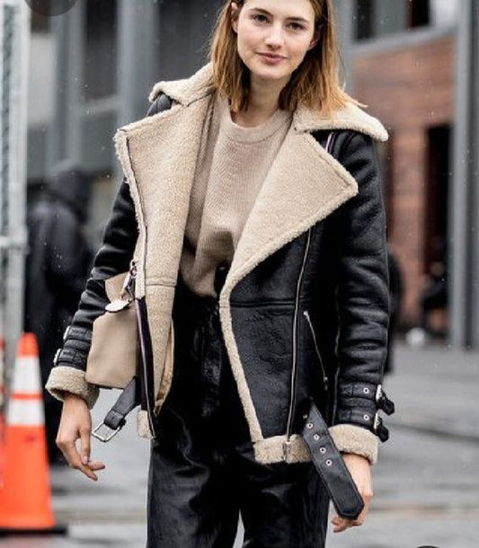 Shearling Bomber Leather Jacket: The Ultimate Fashion Accessory | Shearling Leather Bomber Jacket | Men Leather Jacket