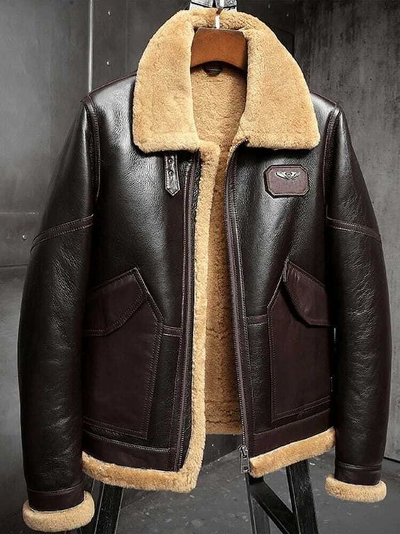 shearling leather bomber jacket
