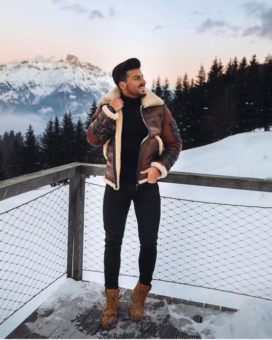 Timeless Luxury The Iconic Sheepskin Shearling Leather  B3 Bomber Jacket 