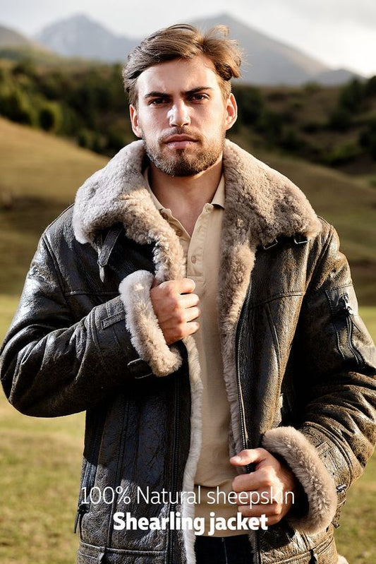 shearling leather jacket | Shearling Bomber Jacket | 