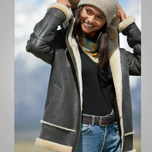real shearling jacket women