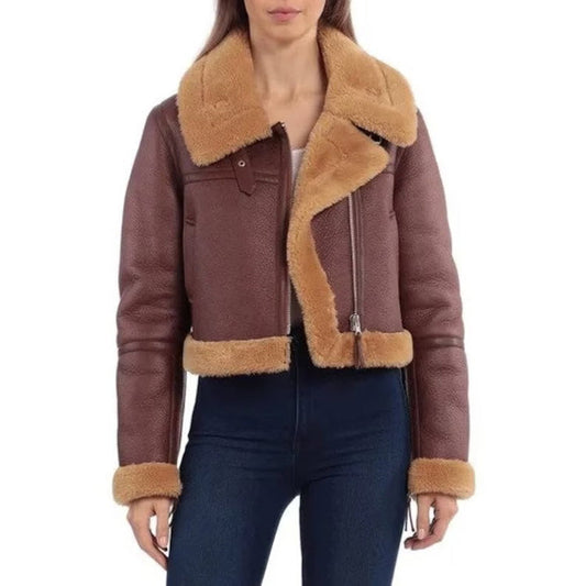 womens genuine shearling coat