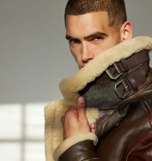 b-3 sheepskin leather bomber jacket