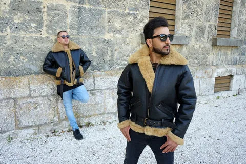 black RAF B3 flight jacket