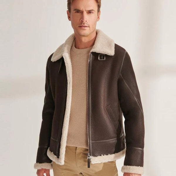 brown leather bomber jacket