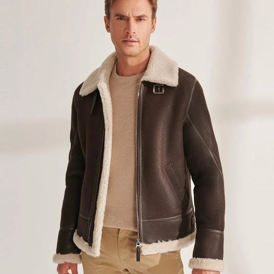 brown leather bomber jacket