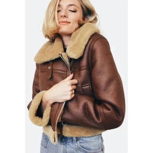 rown Sheepskin Jacket Womens