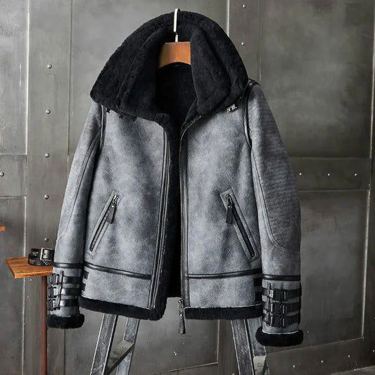 shearling leather bomber jacket