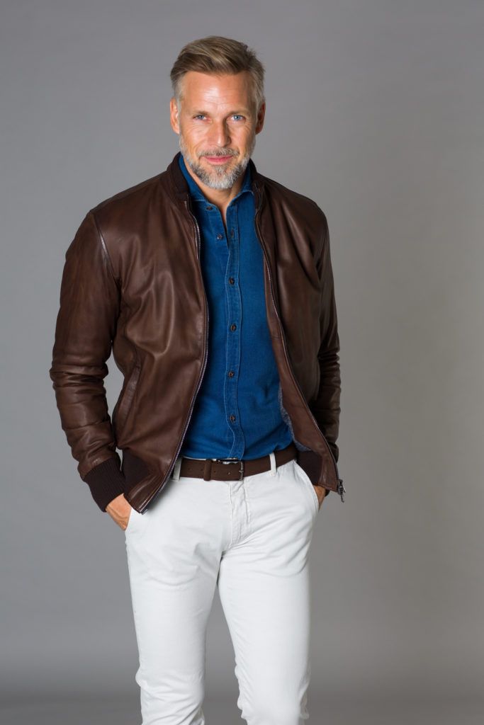 Man wearing bomber leather jacket | Shearling bomber jacket benefits | Black Friday bomber jacket sale | Luxury leather bomber jacket styles |  Bomber jacket care tips