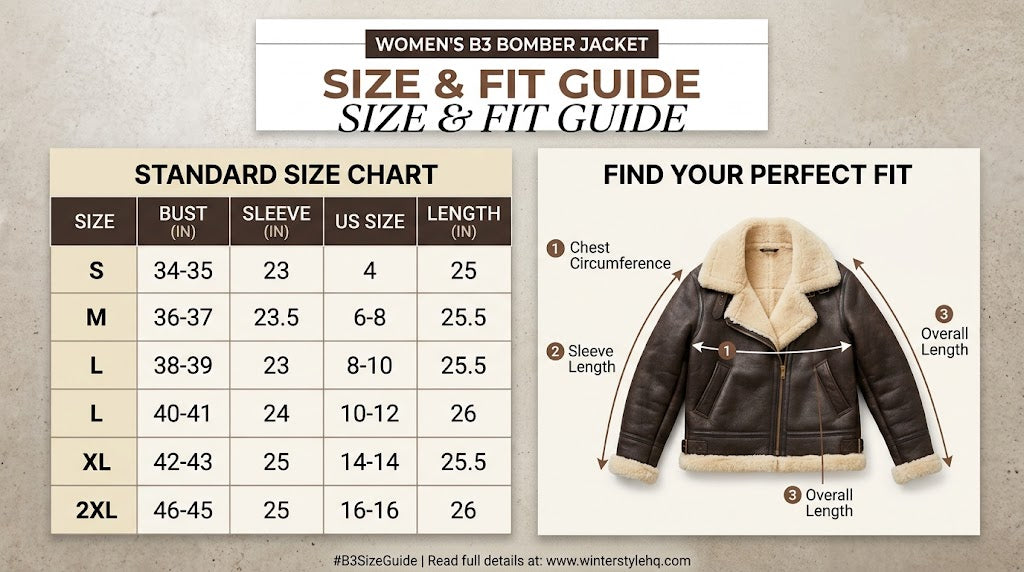 Women's B3 Bomber Jacket Size Guide