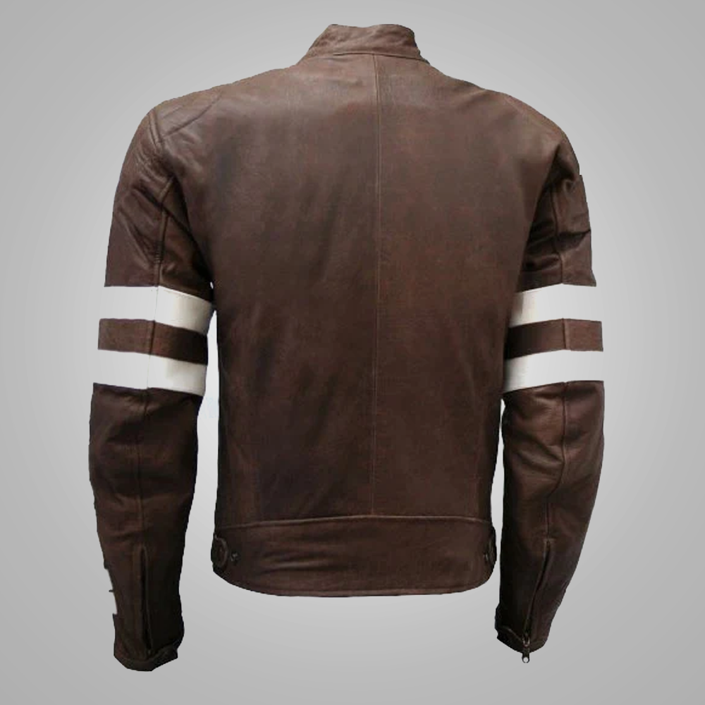 New Men's Sheepskin Vintage Brown Shearling Leather Bomber Jacket