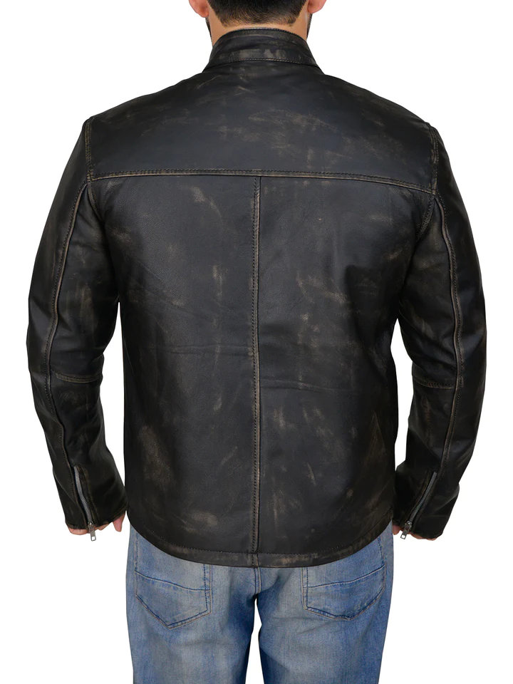 New Black RAF Aviator Sheepskin distressed Leather Jacket