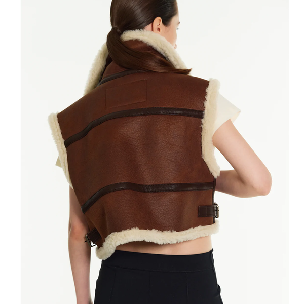 New Shearling Sheepskin Leather Vest For Women