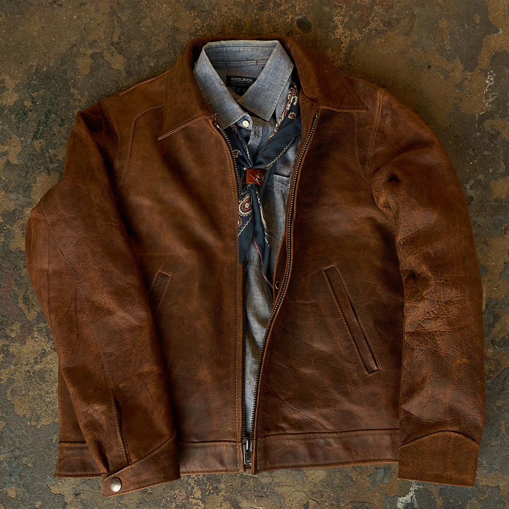 New Mens Brown Genuine Vintage Distressed Real Leather Four Pocket Jacket