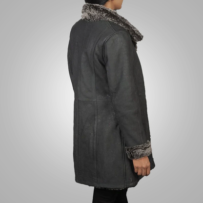 New Sheepskin Black Women Shearling Leather Long Coat For Women
