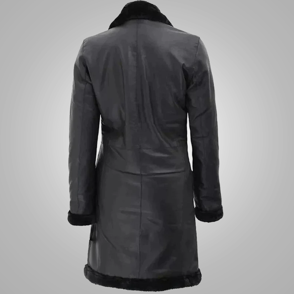 New Best Women Sheepskin Black Shearling Genuine Leather Long Coat