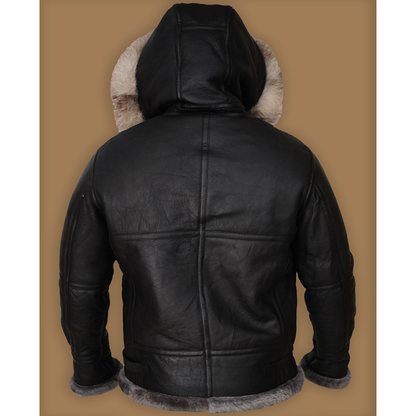 New Men Winter Wool Lamb Fur Leather Jacket Aviator B3 Bomber Jacket