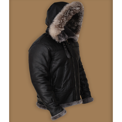 New Men Winter Wool Lamb Fur Leather Jacket Aviator B3 Bomber Jacket