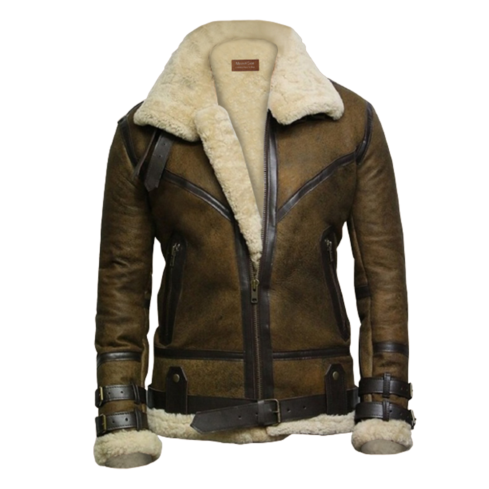 New Mens  B6 RAF Aviator leaepskin Shearling Leather Jacket