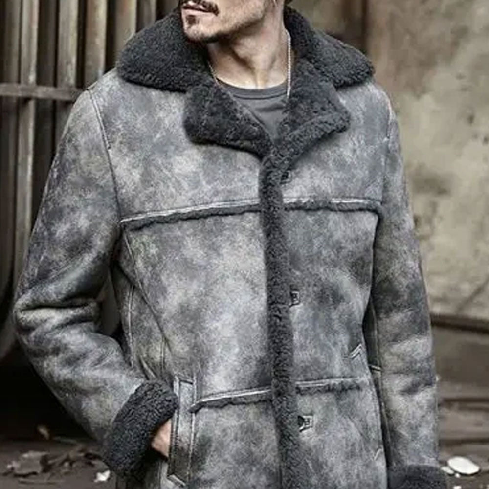 Leather Sheepskin Shearling Bomber Coat