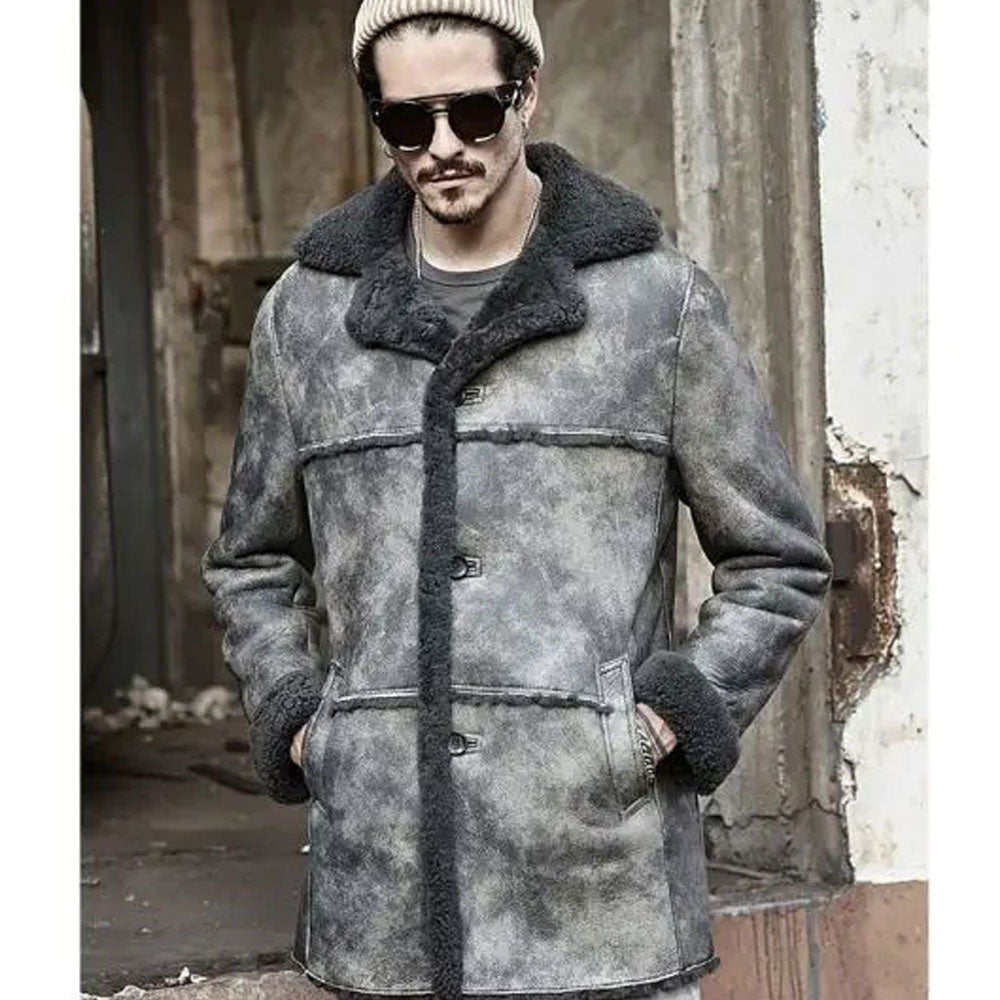 Leather Sheepskin Shearling Bomber Coat