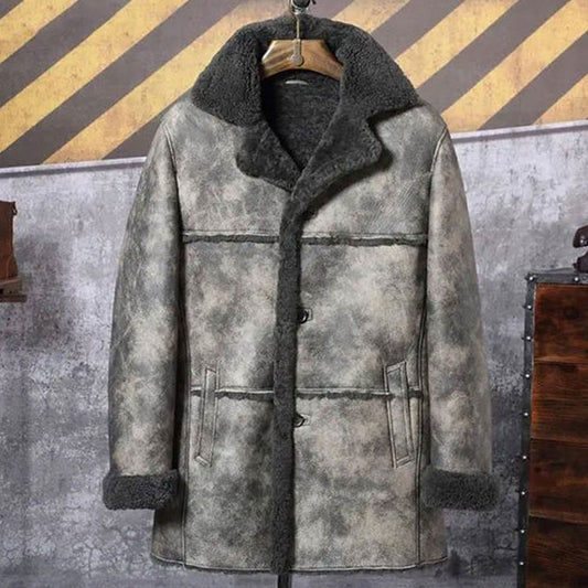 Leather Sheepskin Shearling Bomber Coat