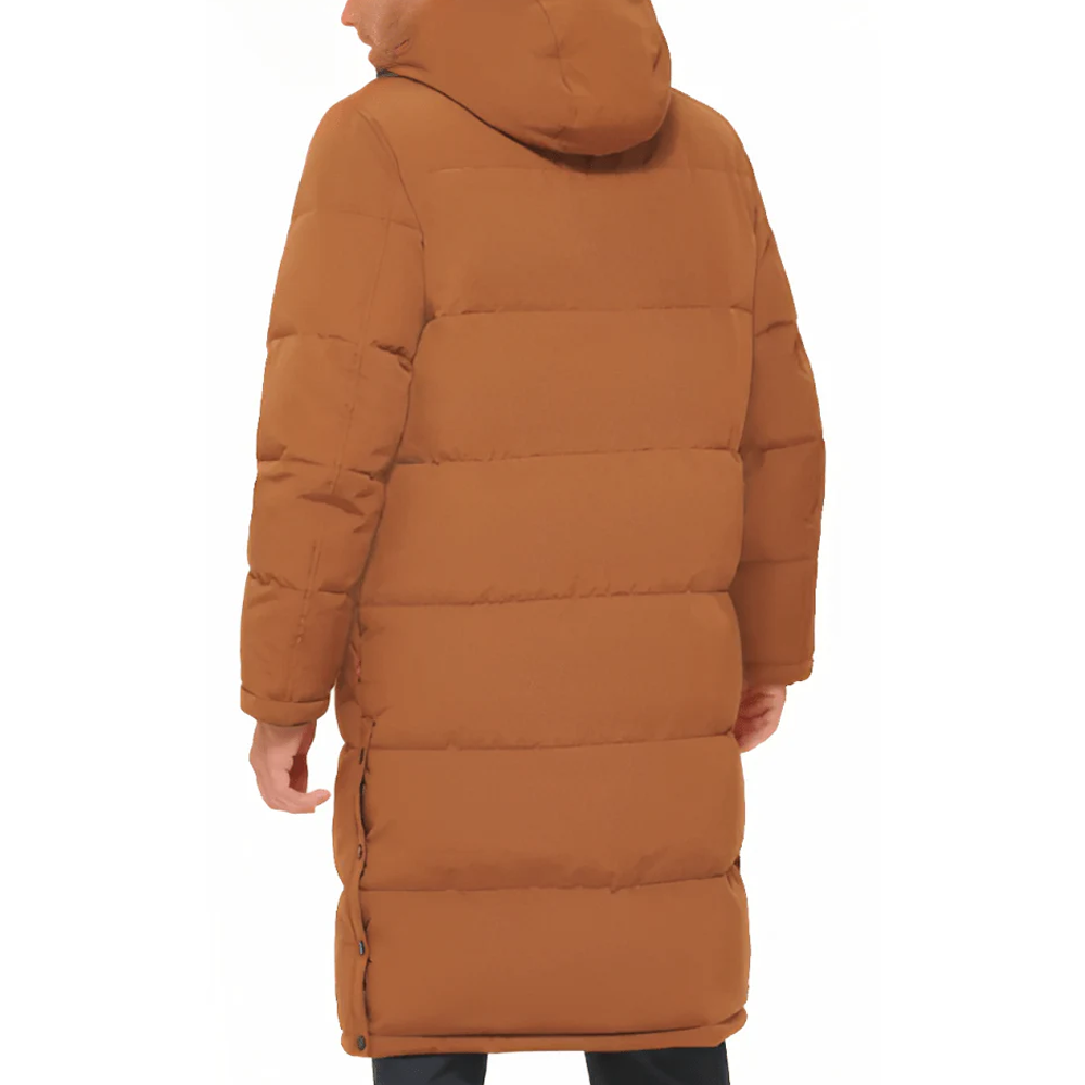 New 2024 Trench Puffer Coat In Tan With Hood For Men's