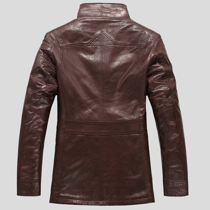 New stylish Men's Warm-lined Sheepskin Shearling Leather Coat