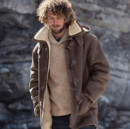 New Men Sheepskin Shearling Leather Bomber Jacket  