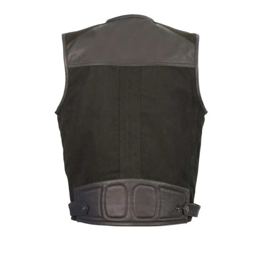 New Men Sheepskin Leather & Canvas Zipper Front Super UtilIty Vest