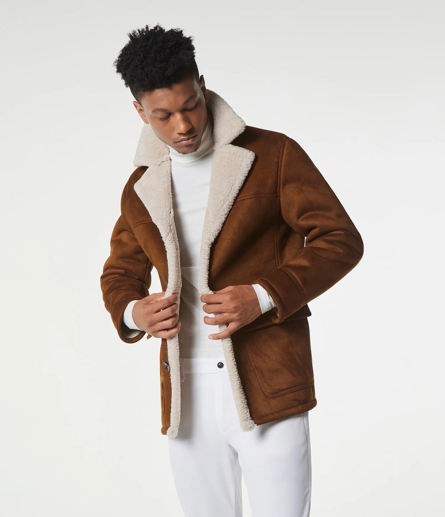 New Men Sheepskin Genuine Shearling Leather Bomber Jacket
