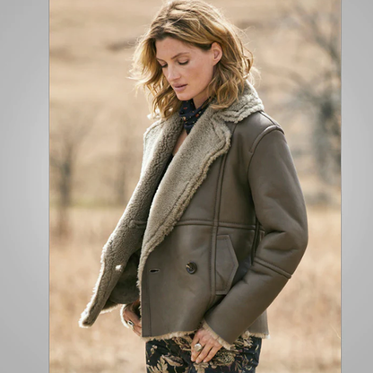 New Women Sheepskin Shearling Pilot Aviator Flight B3 Bomber Faux Fur Real Leather Jacket