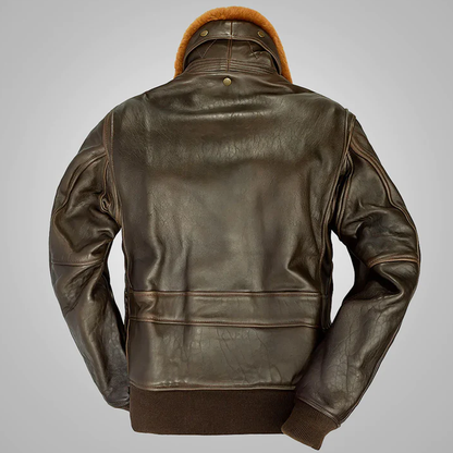 New Brown Lambskin G-1 Flight Shearling Leather Bomber Jacket For Men