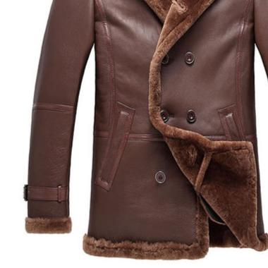 New Men Sheepskin Stylish Double Breasted Shearling Leather Coat