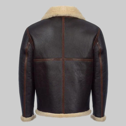 New Men's Best Sheepskin Brown Shearling Flight Leather Bomber Jacket