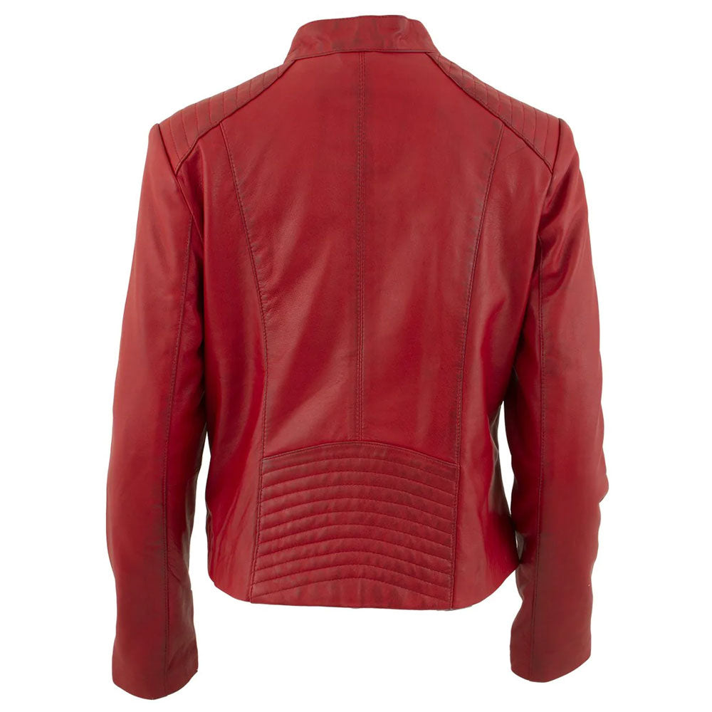 New Best RAF B3 Sheepskin Red Leather Biker Jacket For Women
