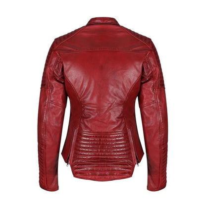 New Lambskin Red B3 Motorcycle Leather Biker Jacket For Women